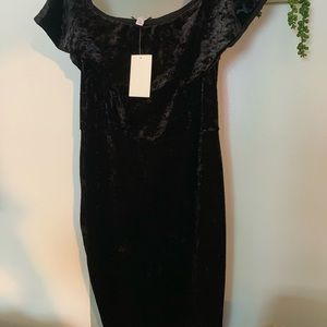Great off the shoulder black suede dress